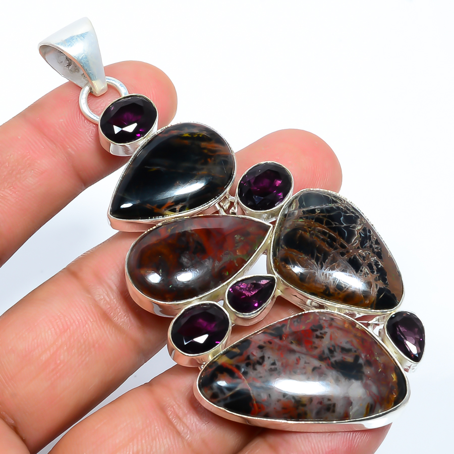 Pilbara Jasper 925 Sterling Silver Pendant, Handmade Pendant, Pear Pendant, Brown Pendant, Unique Silver Pendant, Fine Pendant, Silver Jewelry Pendant