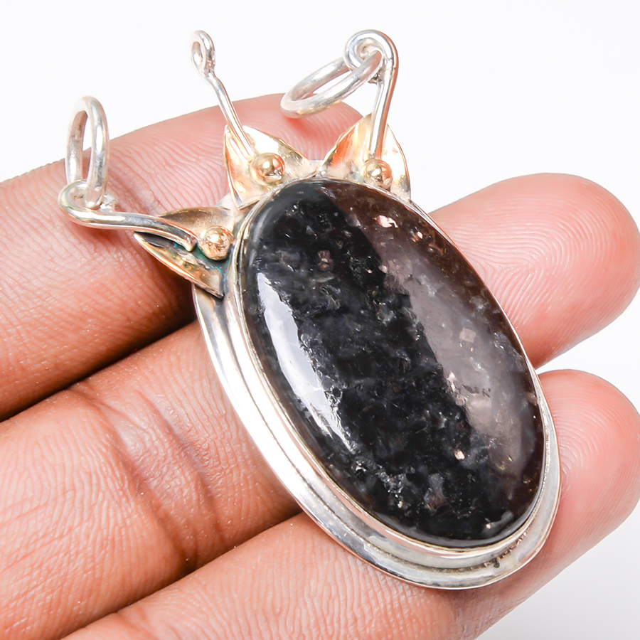 Nummite 925 Sterling Silver Pendant, Handmade Pendant, Oval Pendant, Black Pendant, Unique Silver Pendant, Fine Pendant, Silver Jewelry Pendant