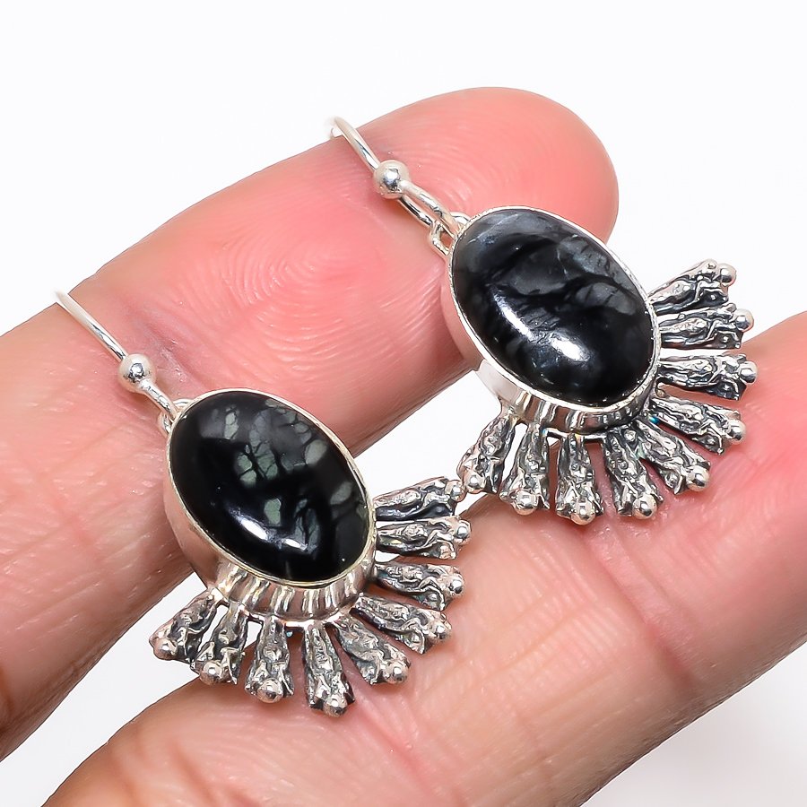 Picasso Jasper 925 Sterling Silver Jewelry Earring 1.38" (27)